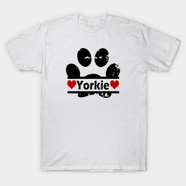 Yorkie dog paw print T-Shirt by artsytee